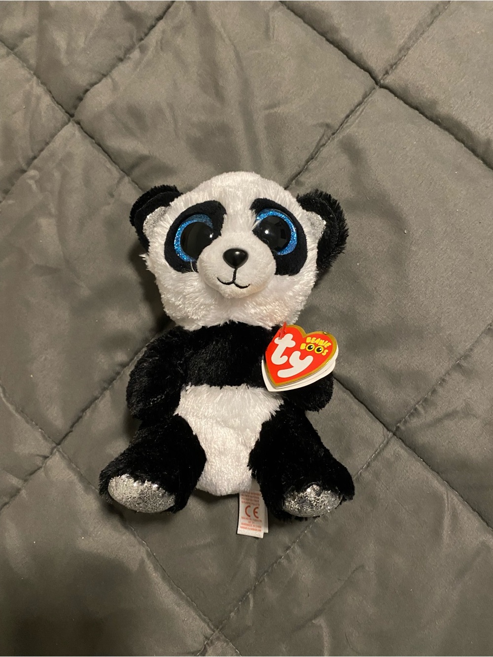 Ty Black & White Panda Plush with Blue Eyes